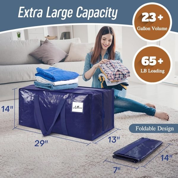 Fygrip 6-Pack Extra Heavy Duty Large Moving Bags | 23-Gallon Storage Totes with Strong Zippers & Comfortable Handles