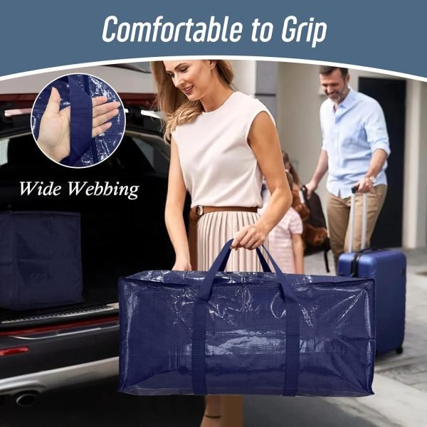 Fygrip 6-Pack Extra Heavy Duty Large Moving Bags | 23-Gallon Storage Totes with Strong Zippers & Comfortable Handles
