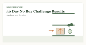 Calm household decision illustration for 30 day no buy challenge results