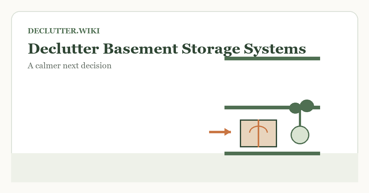 Calm household decision illustration for declutter basement storage systems