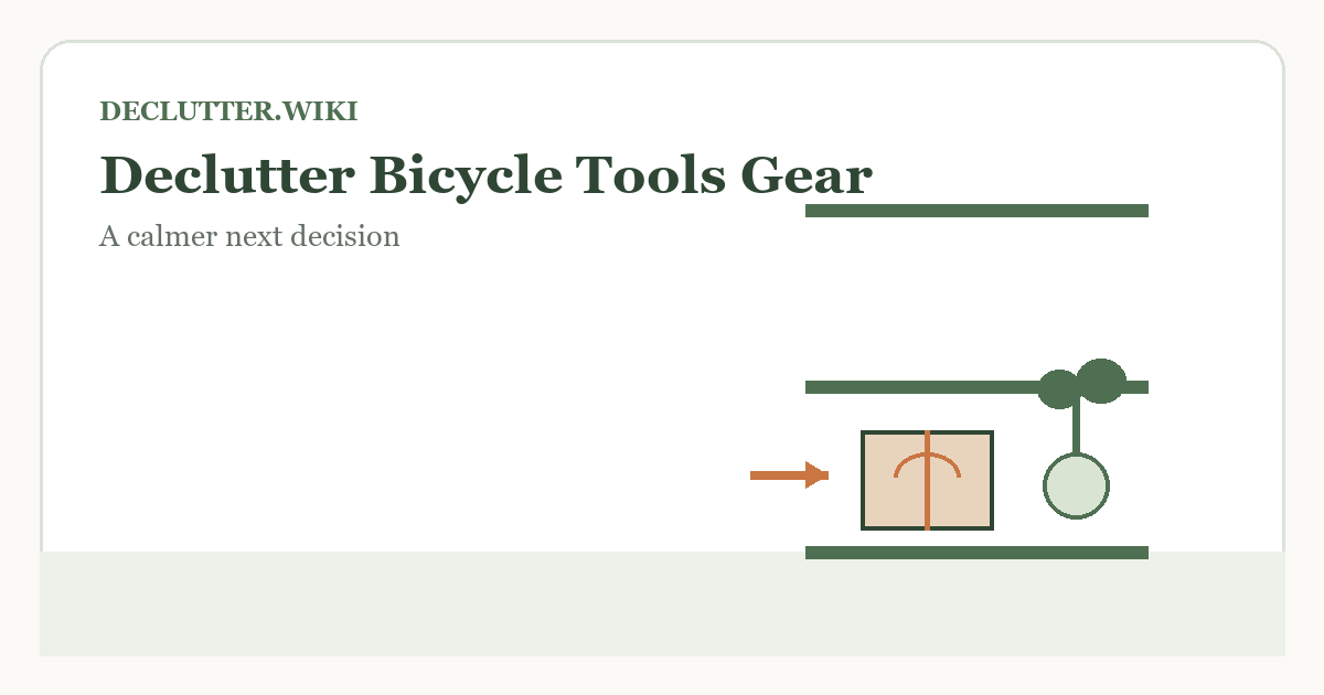 Calm household decision illustration for declutter bicycle tools gear