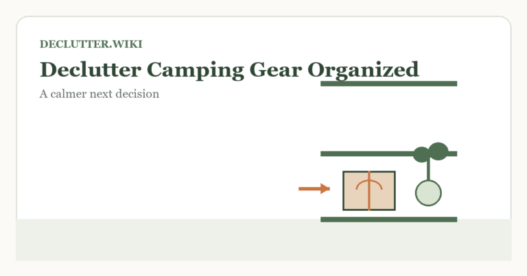 Calm household decision illustration for declutter camping gear organized