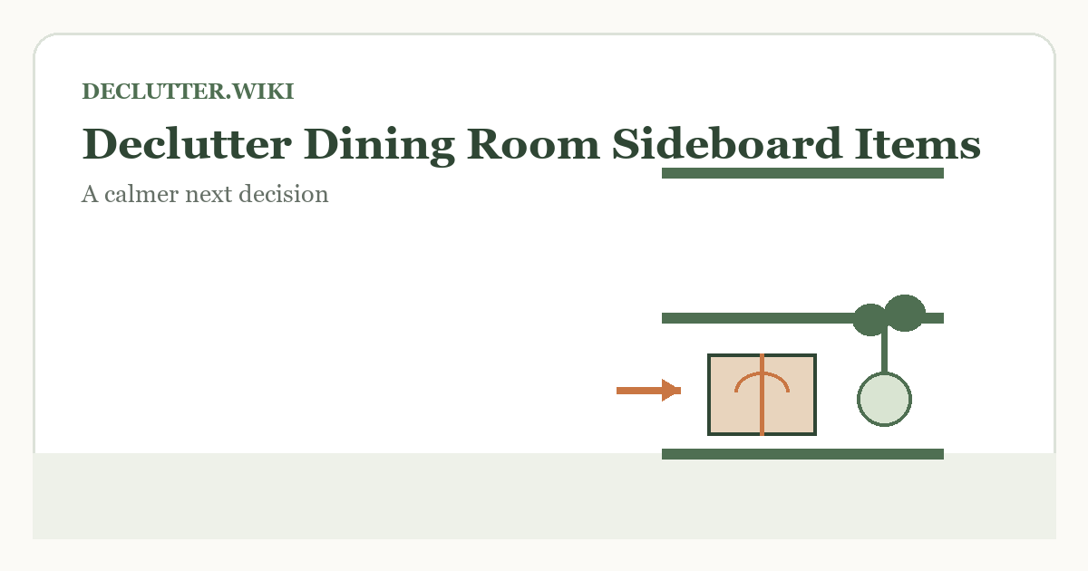 Calm household decision illustration for declutter dining room sideboard items