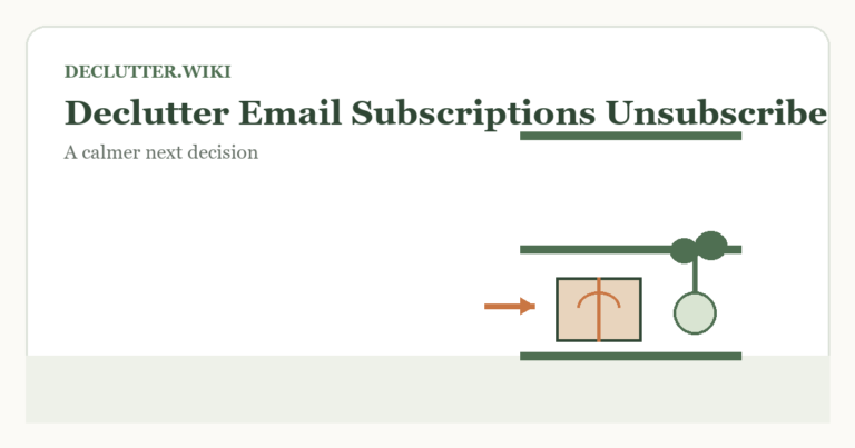 Calm household decision illustration for declutter email subscriptions unsubscribe