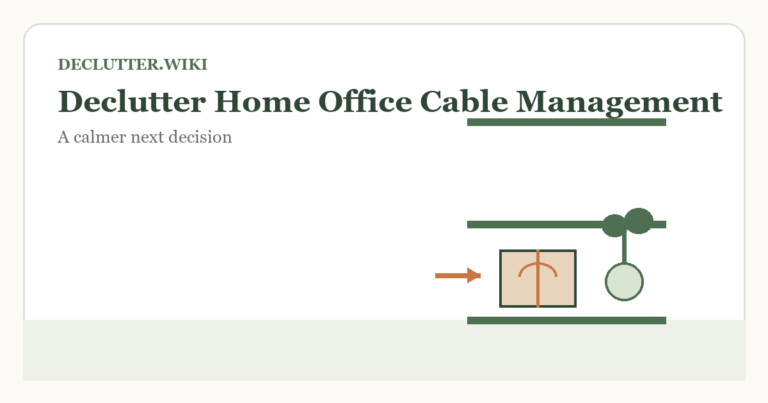 Calm household decision illustration for declutter home office cable management