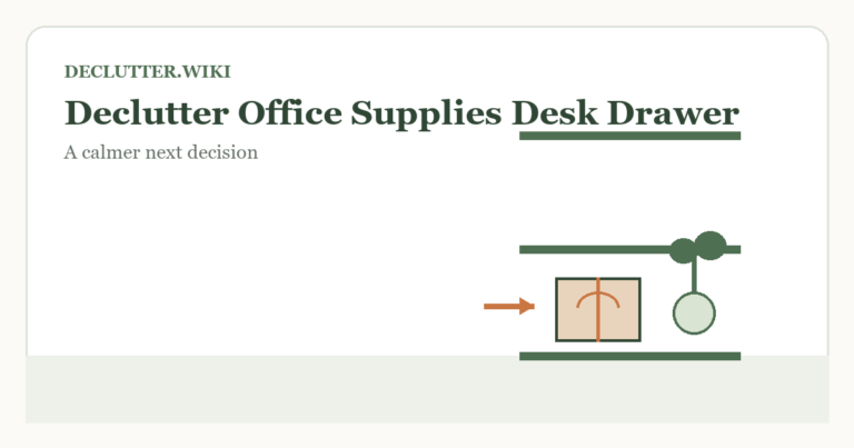 Calm household decision illustration for declutter office supplies desk drawer