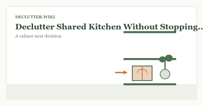 Calm household decision illustration for declutter shared kitchen without stopping meals