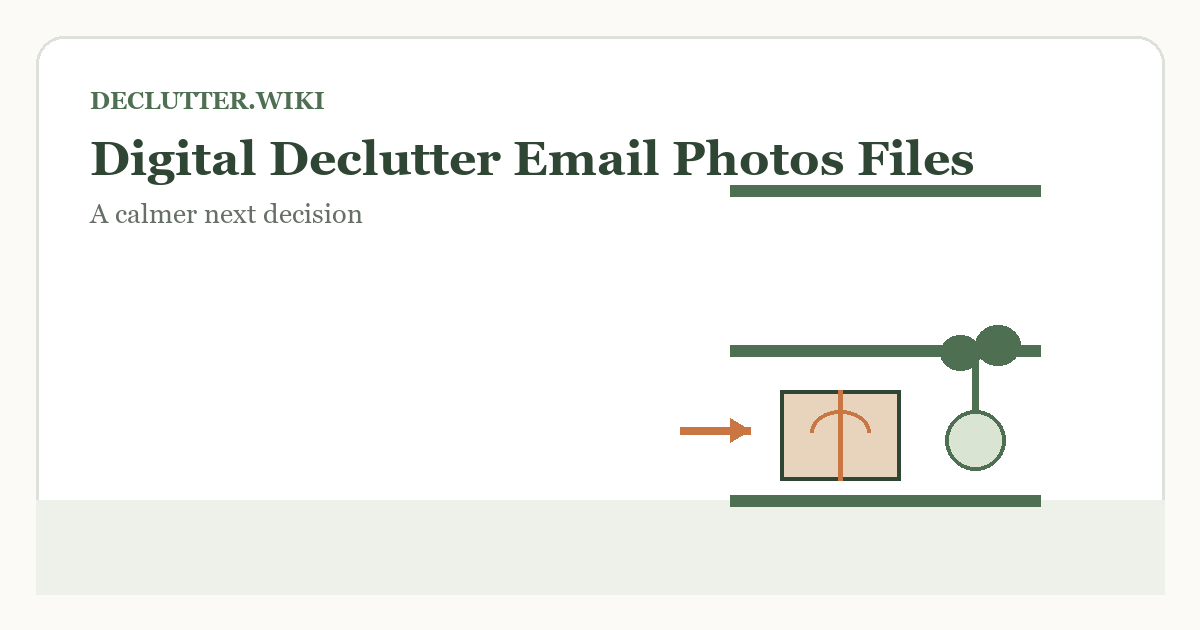 Calm household decision illustration for digital declutter email photos files