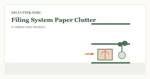 Calm household decision illustration for filing system paper clutter