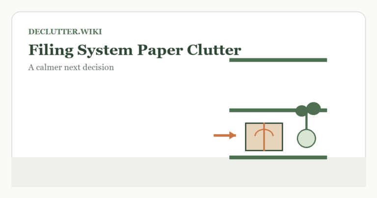 Calm household decision illustration for filing system paper clutter