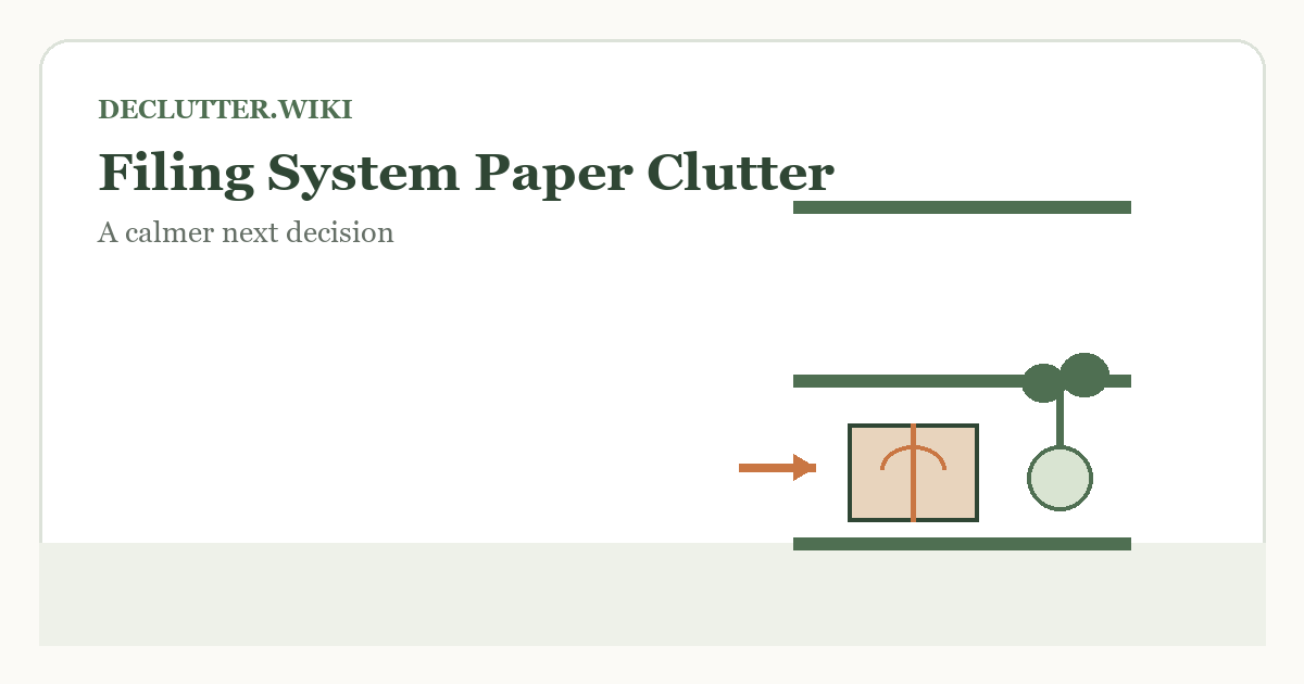 Calm household decision illustration for filing system paper clutter