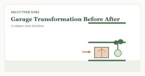 Calm household decision illustration for garage transformation before after