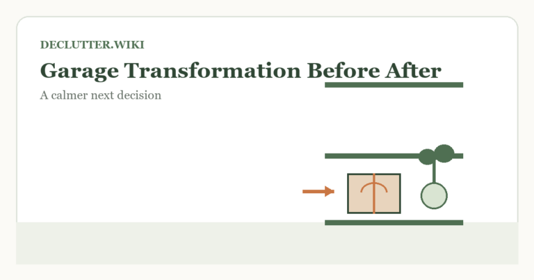 Calm household decision illustration for garage transformation before after