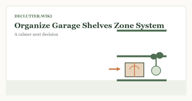 Calm household decision illustration for how organize garage shelves zone system