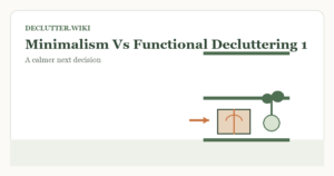 Calm household decision illustration for minimalism vs functional decluttering 1 2