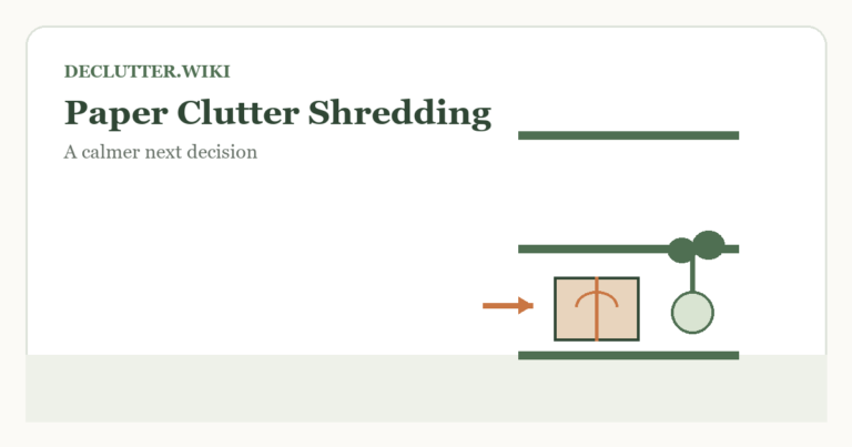 Calm household decision illustration for paper clutter shredding guide