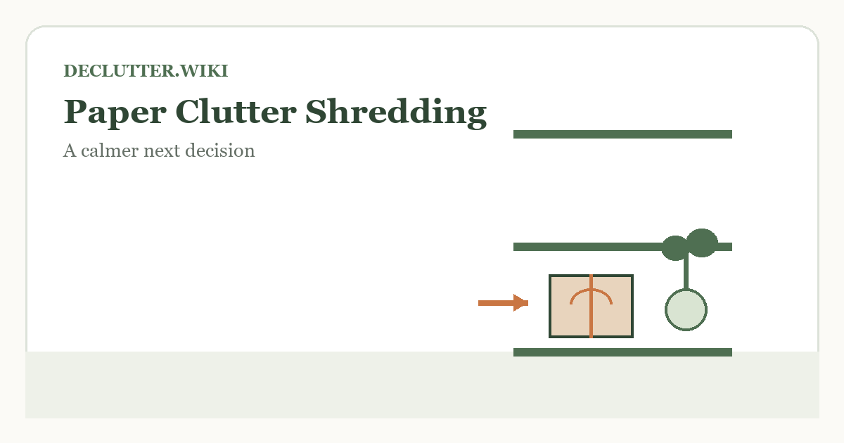 Calm household decision illustration for paper clutter shredding guide