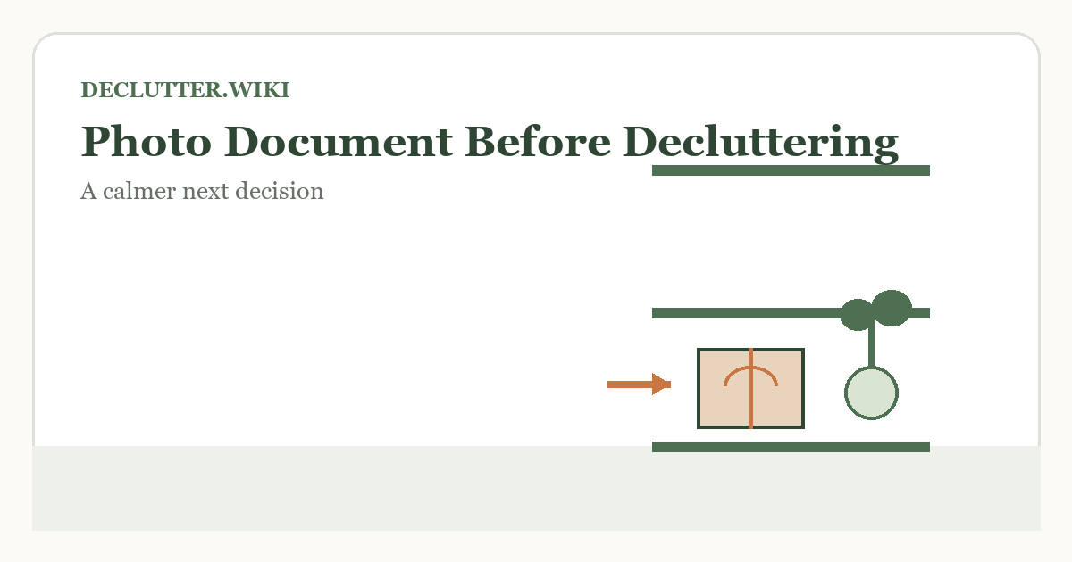 Calm household decision illustration for photo document before decluttering