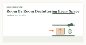 Calm household decision illustration for room by room decluttering every space