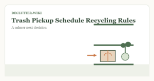 Calm household decision illustration for trash pickup schedule recycling rules
