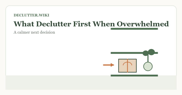 Calm household decision illustration for what to declutter first when overwhelmed